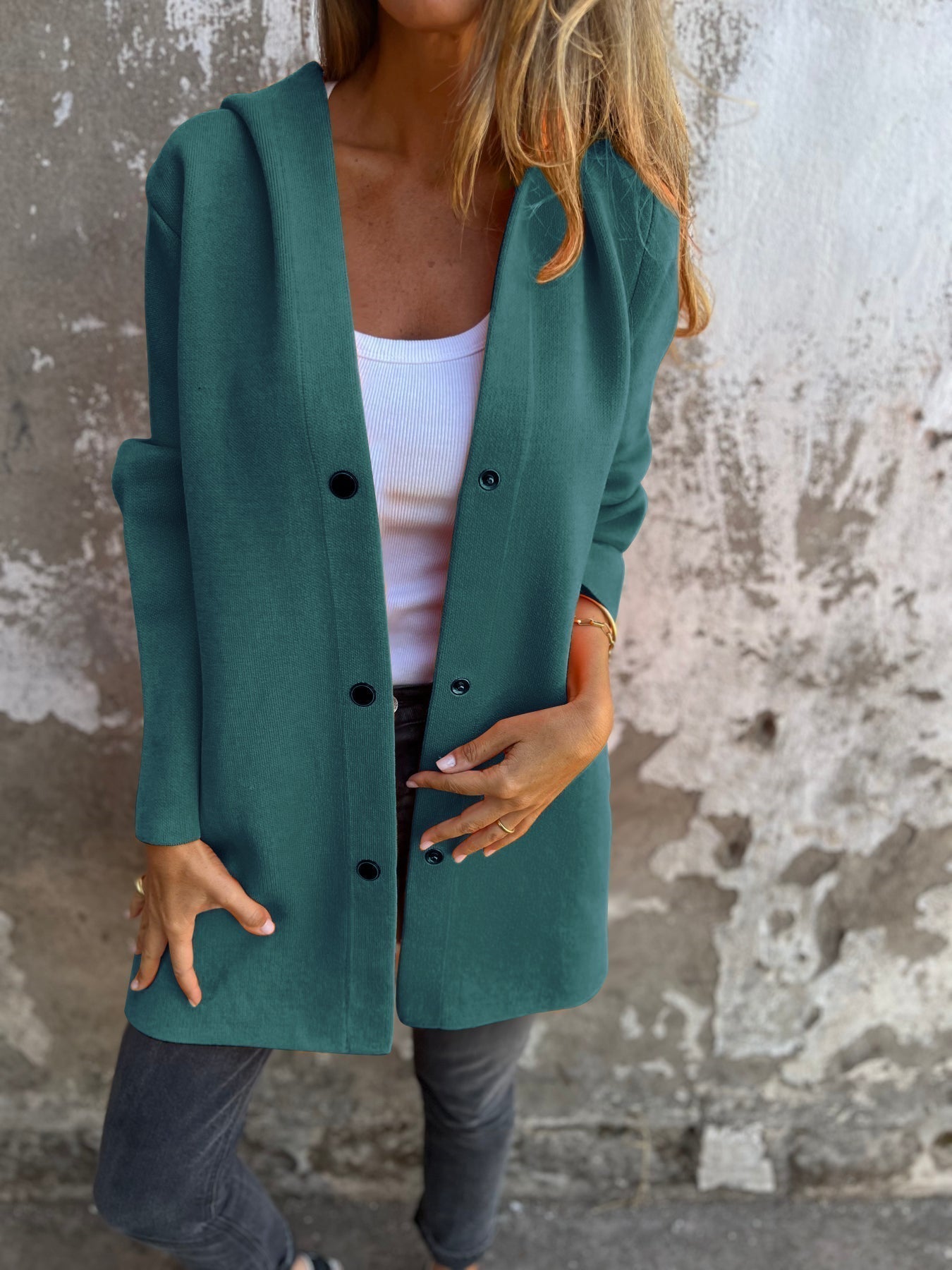 Mary | Casual Single-Breasted Hooded Jacket
