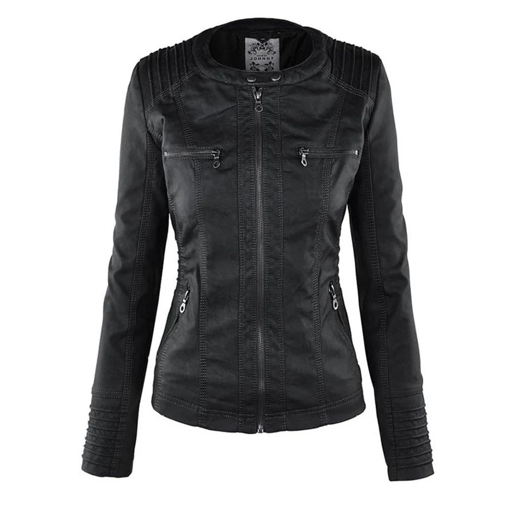 Diana | Damen Lederjacke mit Kapuze