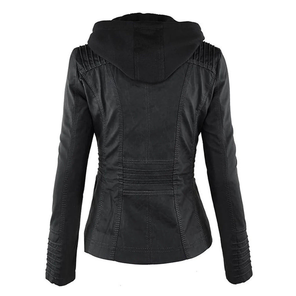 Diana | Damen Lederjacke mit Kapuze