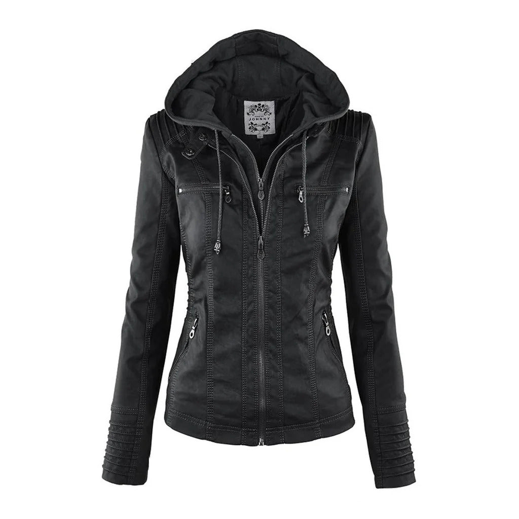 Diana | Damen Lederjacke mit Kapuze
