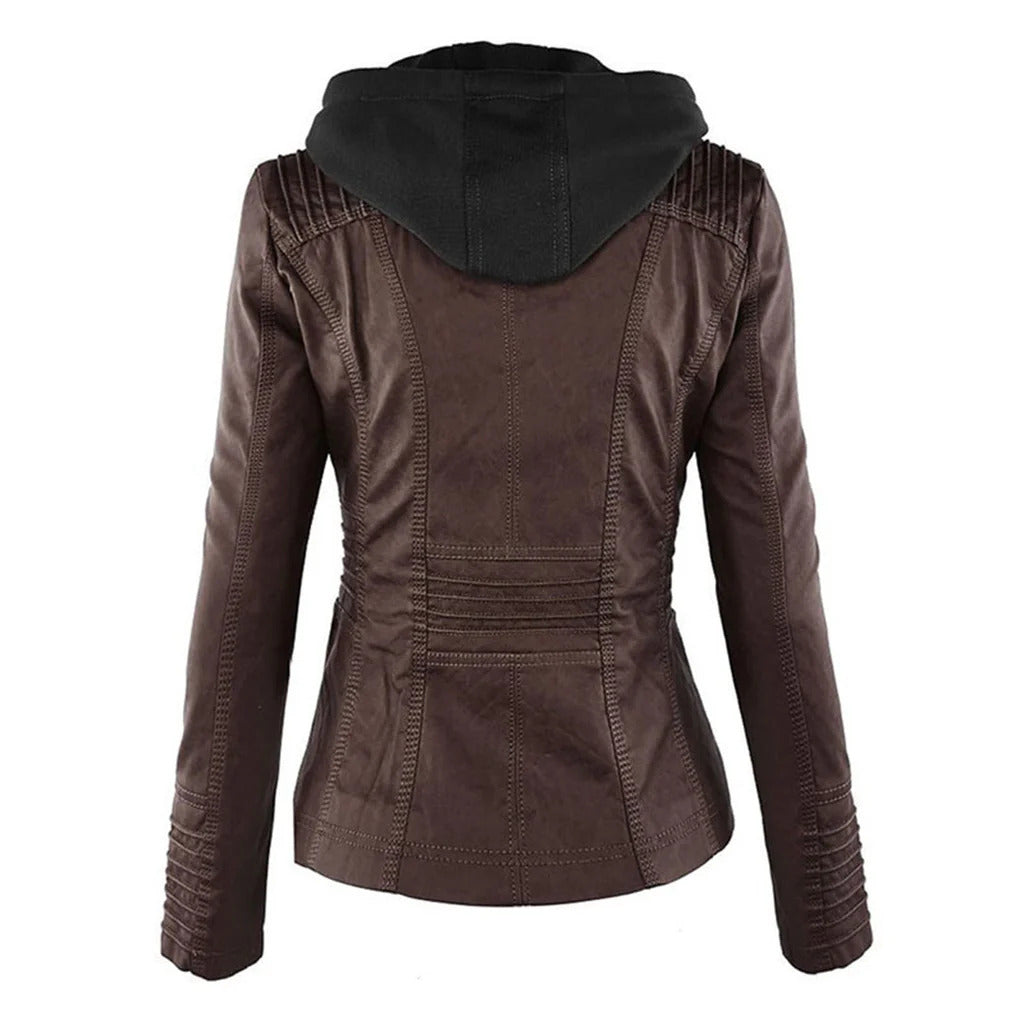 Diana | Damen Lederjacke mit Kapuze