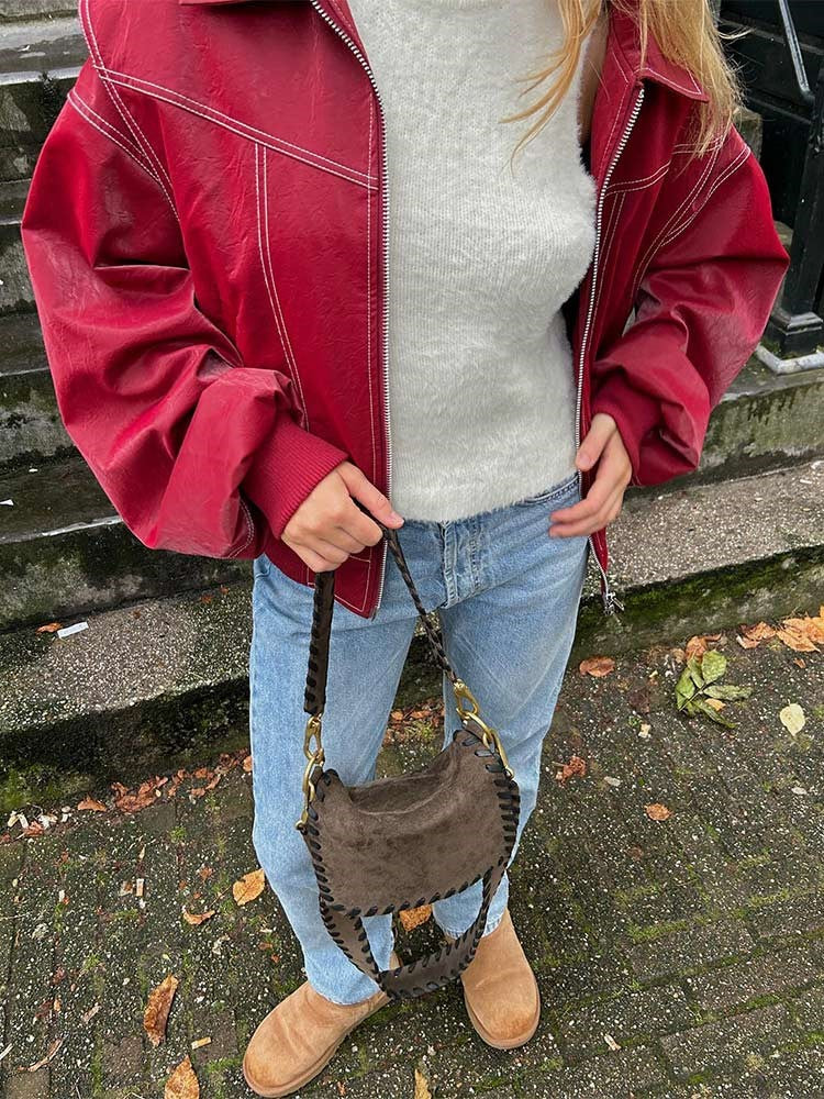 Rodie - Rote Lederjacke in Übergröße