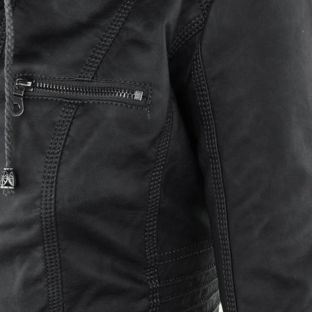 Diana | Damen Lederjacke mit Kapuze