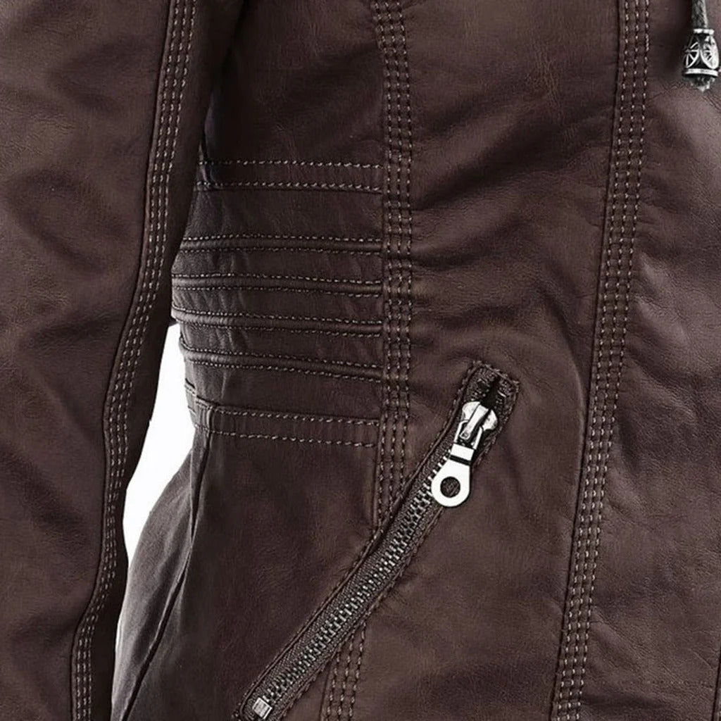 Diana | Damen Lederjacke mit Kapuze