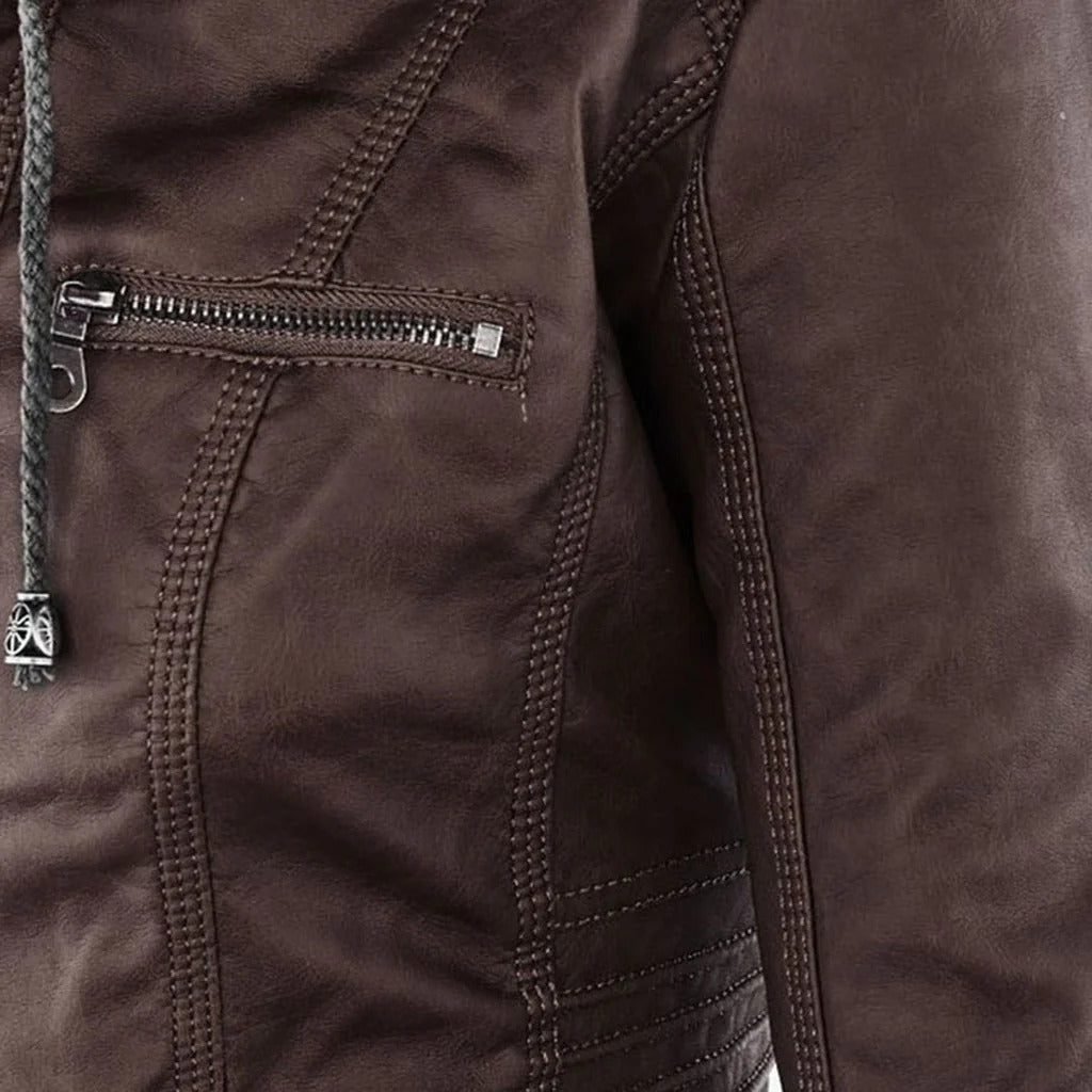 Diana | Damen Lederjacke mit Kapuze
