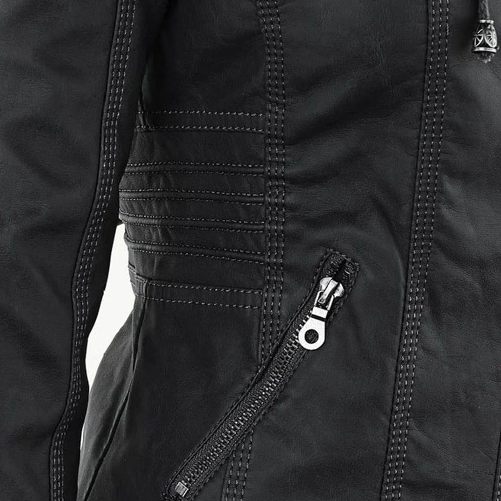 Diana | Damen Lederjacke mit Kapuze