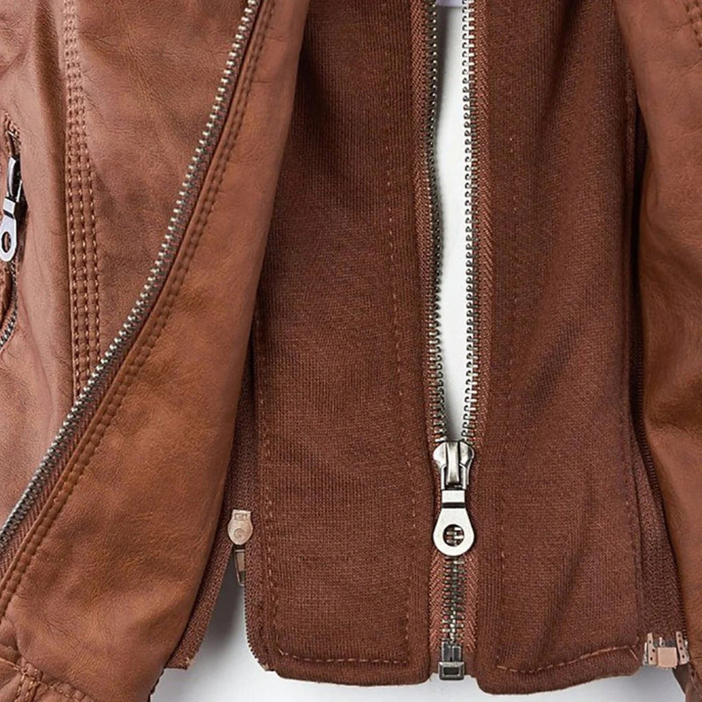 Diana | Damen Lederjacke mit Kapuze
