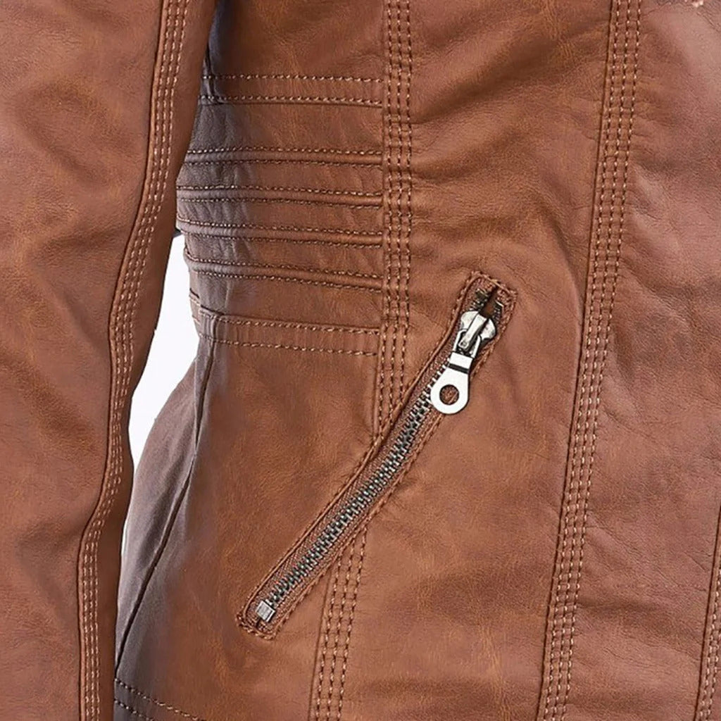 Diana | Damen Lederjacke mit Kapuze