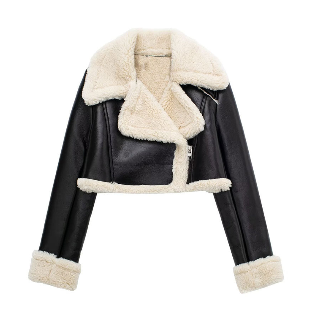 Leyla - Teddykragen-Cropped-Jacke
