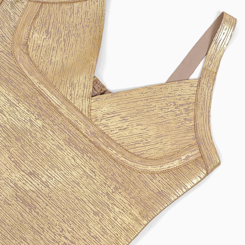 Vicky - V-Ausschnitt Minikleid in Gold