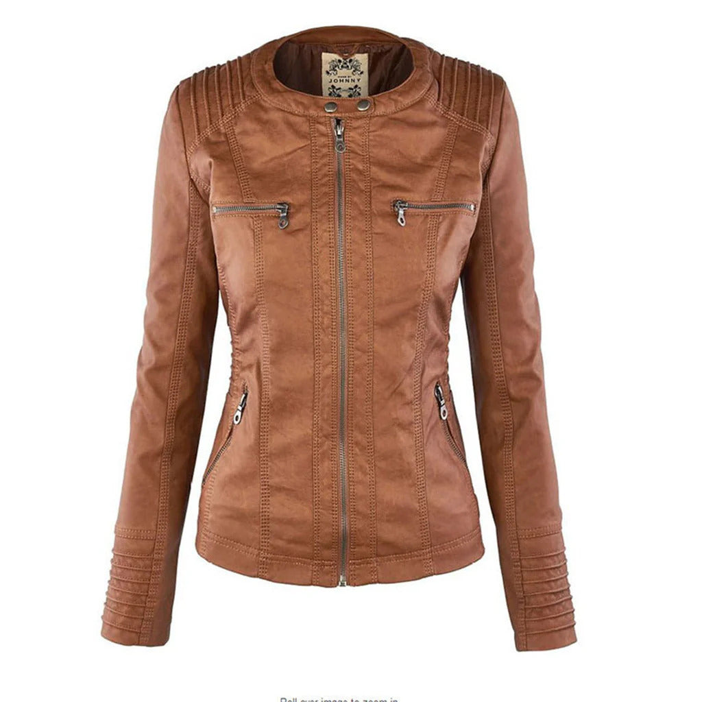 Diana | Damen Lederjacke mit Kapuze
