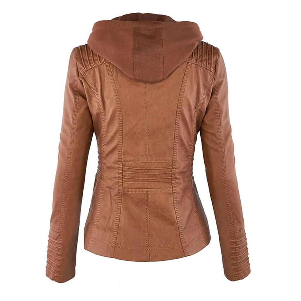 Diana | Damen Lederjacke mit Kapuze