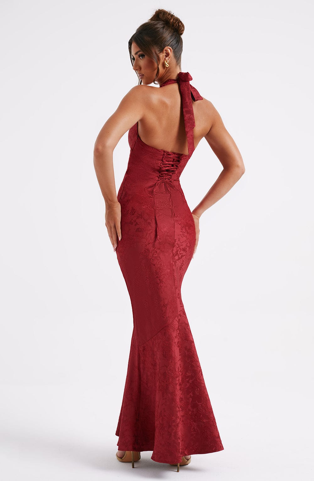 Anneliese - Halterneck-Knotengefaltenes Maxikleid