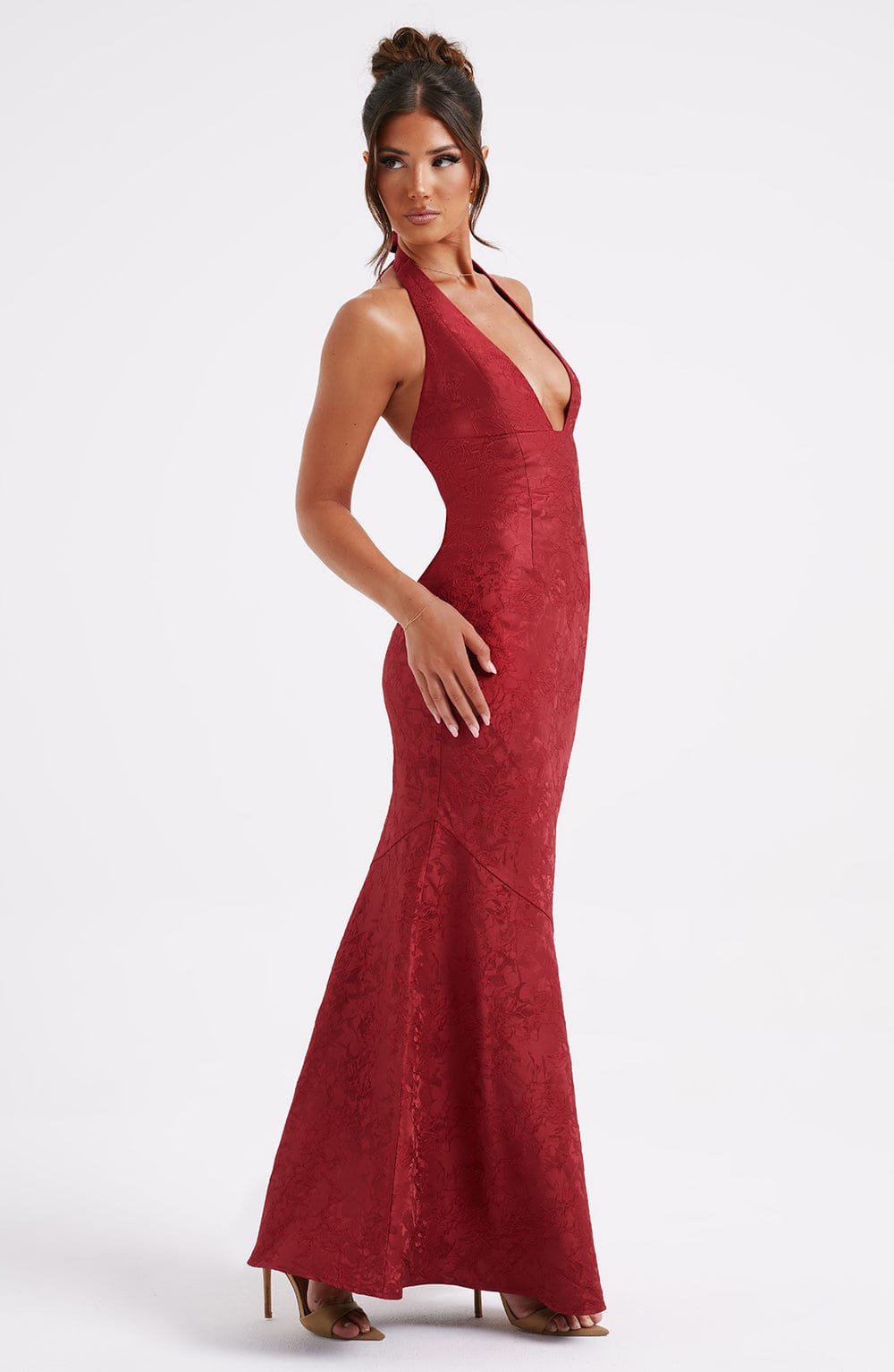 Anneliese - Halterneck-Knotengefaltenes Maxikleid