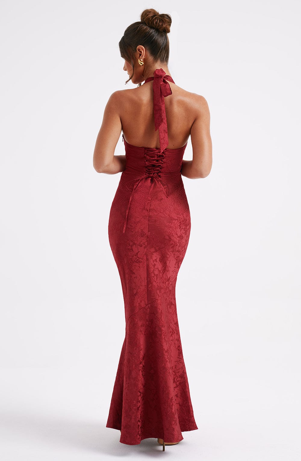 Anneliese - Halterneck-Knotengefaltenes Maxikleid