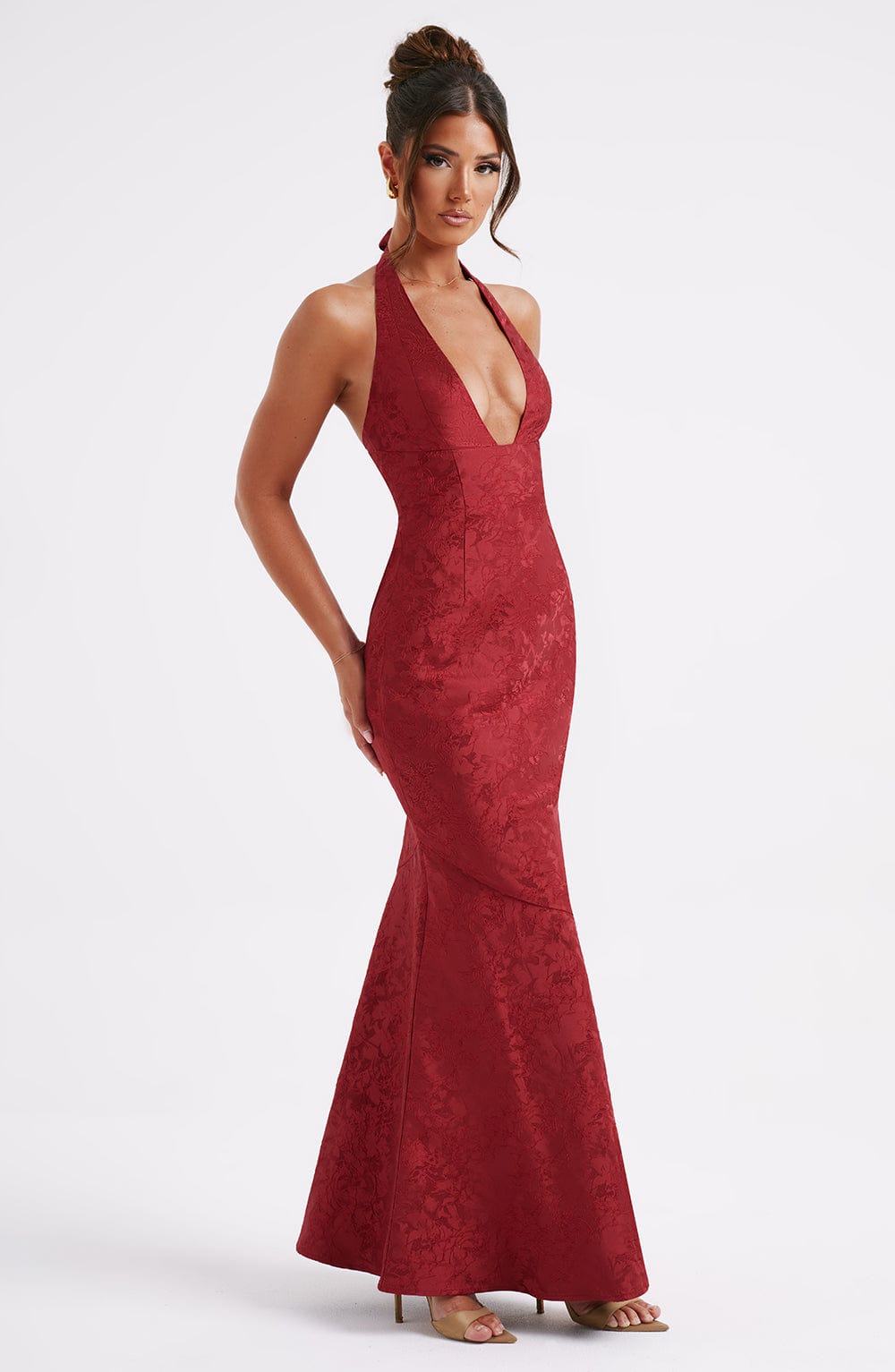 Anneliese - Halterneck-Knotengefaltenes Maxikleid