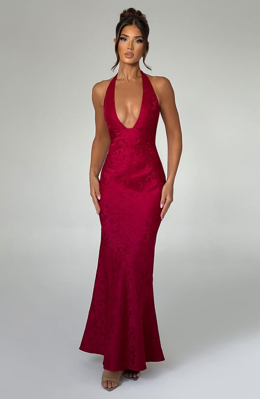 Anneliese - Halterneck-Knotengefaltenes Maxikleid
