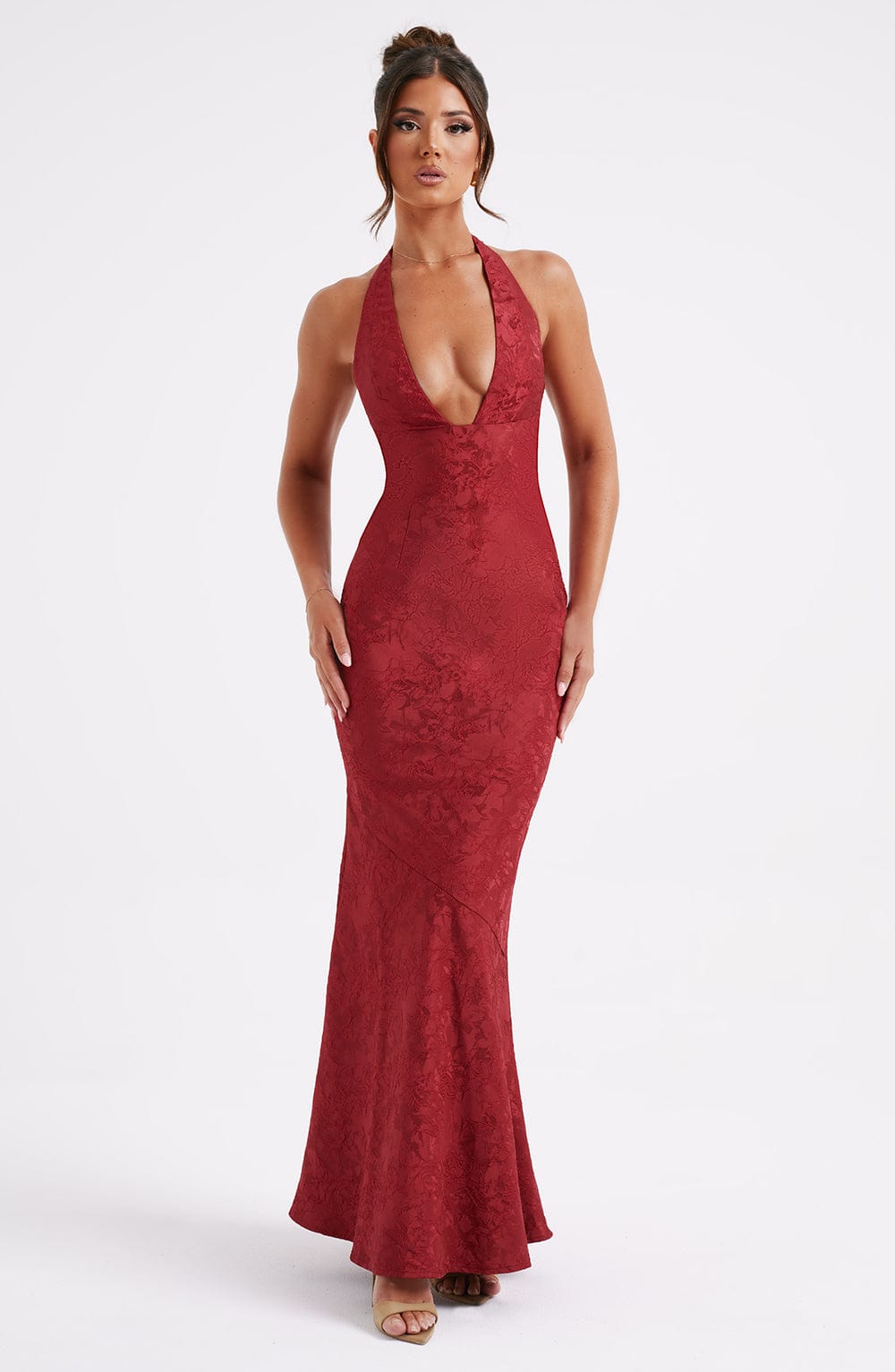 Anneliese - Halterneck-Knotengefaltenes Maxikleid