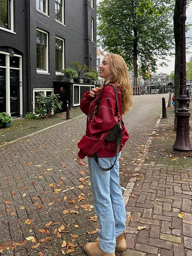 Rodie - Rote Lederjacke in Übergröße